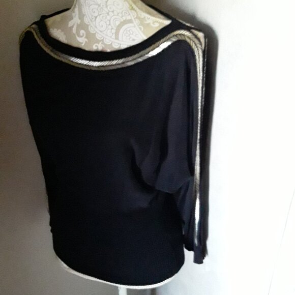 Boston Proper batwing cold shoulder dark black sweater size S - Picture 12 of 14